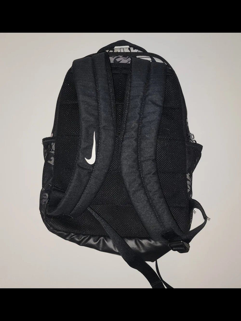 Nike Brasilia backpack black white and gray pattern